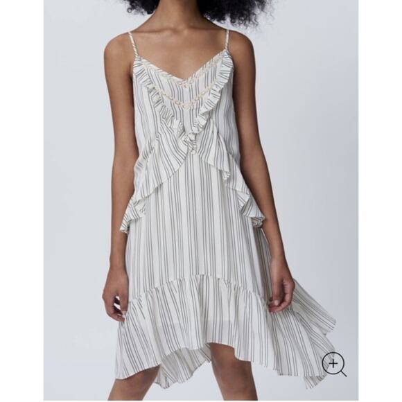 Rebecca Minkoff Dresses & Skirts - Rebecca Minkoff Taylor Striped Ruffle Dress Asymmetrical Hem Size 4